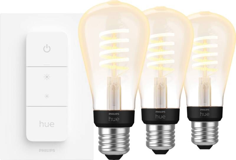 Philips Hue Filament White Ambiance Edison 3-pack + dimmer