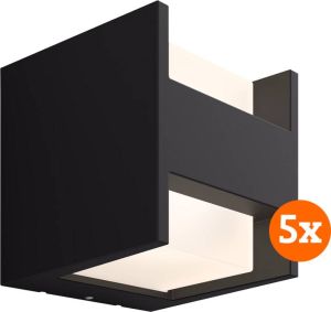Philips Hue Fuzo White Muurlamp Zwart Smal Gesloten 5-pack