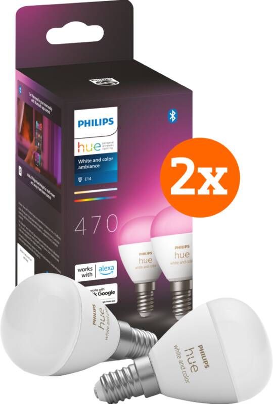 Philips Hue Luster kogellamp White and Color E14 4-pack