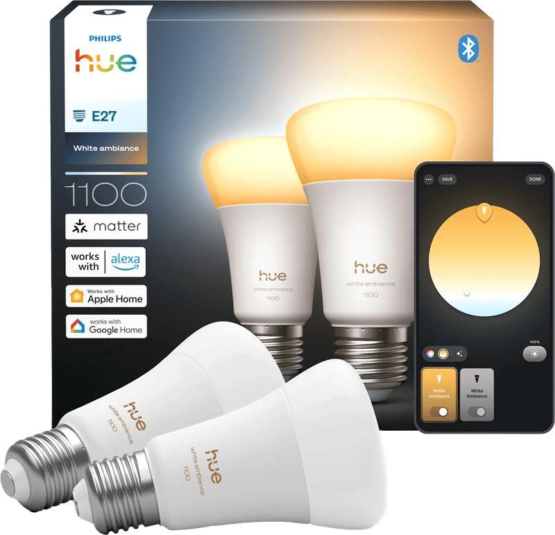 Philips Hue A60 White Ambiance E27 1100lm 2-pack