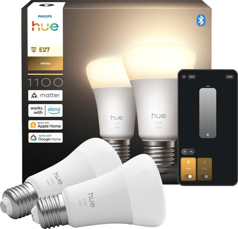Philips Hue A60 White E27 1100lm 2-pack