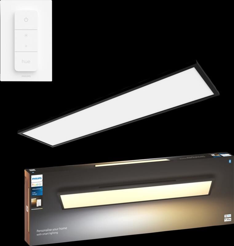 Philips Hue Aurelle paneellamp White Ambiance rechthoekig zwart