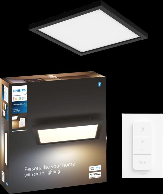 Philips Hue Aurelle paneellamp White Ambiance vierkant zwart