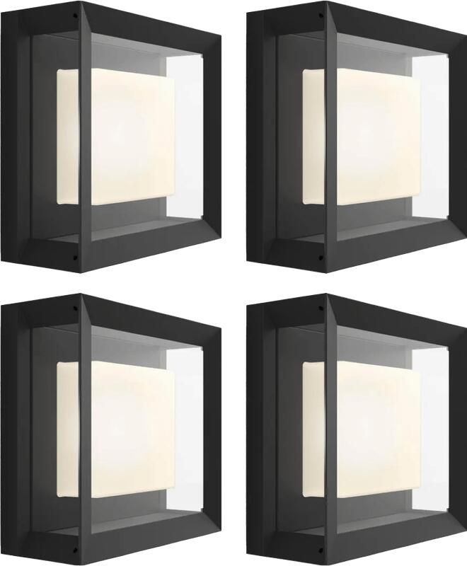 Philips Hue Econic muurlamp White and Color Zwart modern 4-pack
