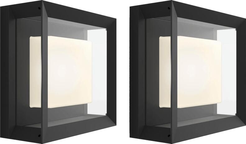 Philips Hue Econic muurlamp White and Color Zwart modern duo pack