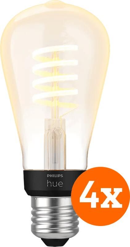 Philips Hue Filamentlamp White Ambiance Edison E27 4-pack - Foto 1