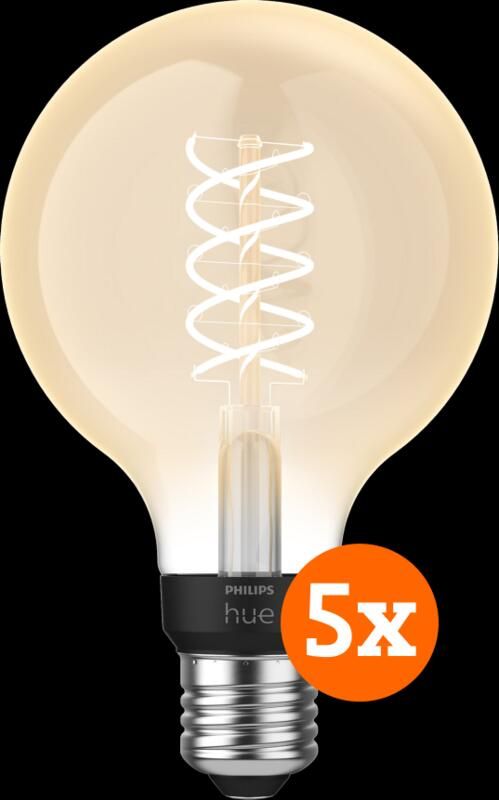 Philips Hue Filamentlamp White Globe E27 5-pack