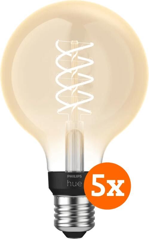 Philips Hue Filamentlamp White Globe E27 5-pack