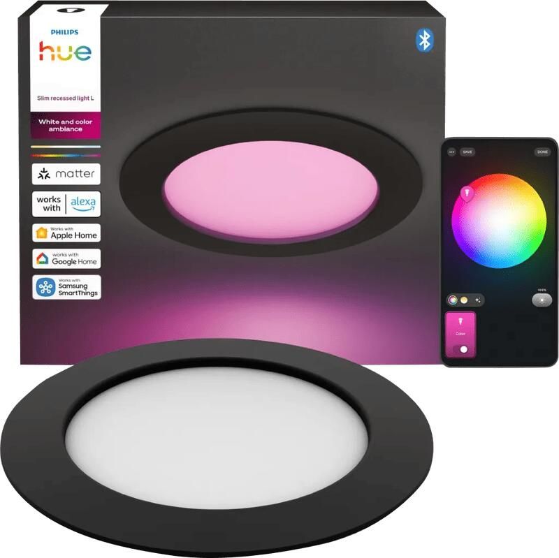 Philips Hue Inbouwspot Slim White and Color 170mm Zwart