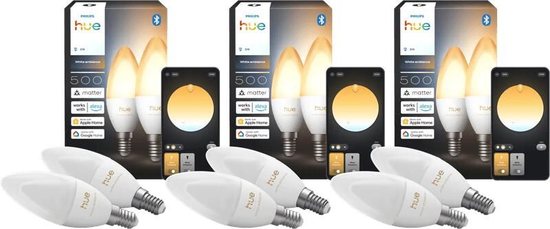 Philips Hue Kaarslamp White Ambiance E14 6-Pack
