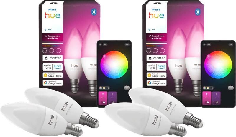 Philips Hue Kaarslamp White and Color E14 4-Pack