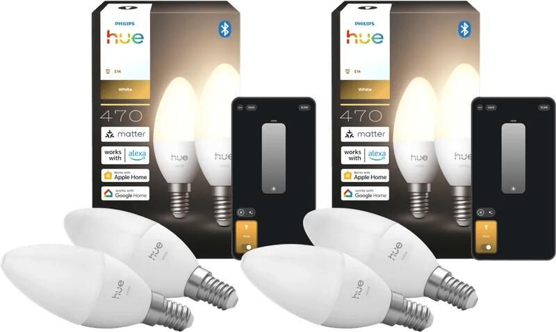 Philips Hue Kaarslamp White E14 4-Pack