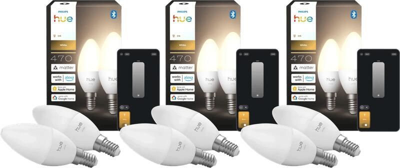 Philips Hue Kaarslamp White E14 6-Pack