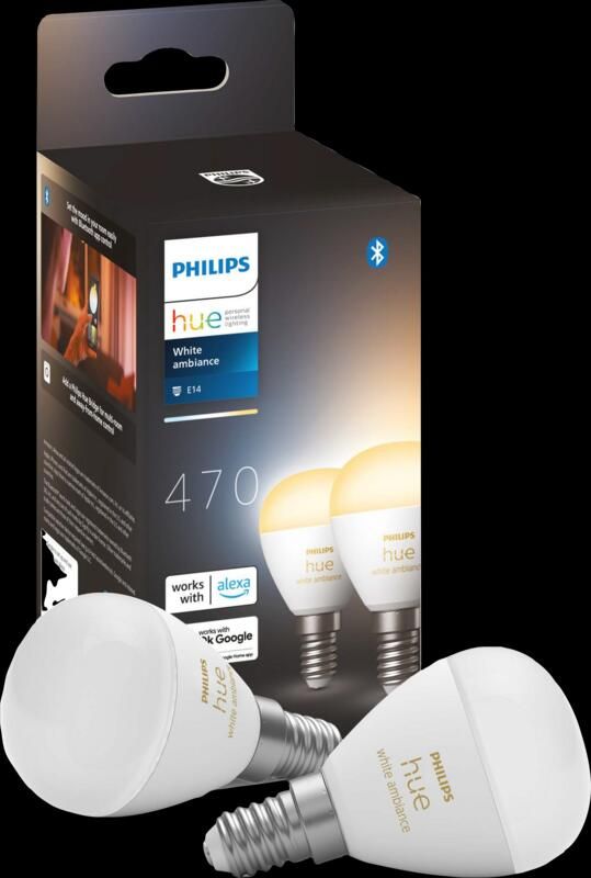 Philips Hue Luster kogellamp White Ambiance E14 2-pack