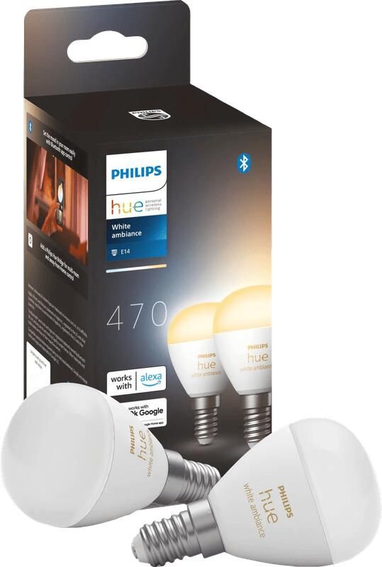 Philips Hue Luster kogellamp White Ambiance E14 2-pack