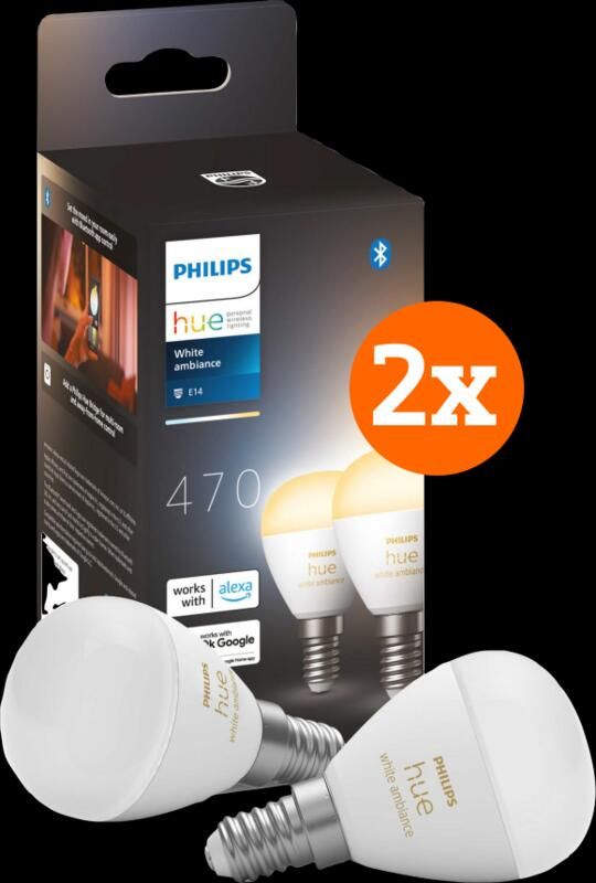 Philips Hue Luster kogellamp White Ambiance E14 4-pack