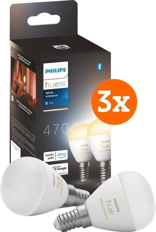 Philips Hue Luster kogellamp White Ambiance E14 6-pack