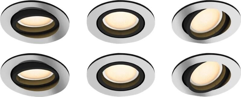 Philips Hue Milliskin inbouwspot White Ambiance rond Aluminium 6-pack