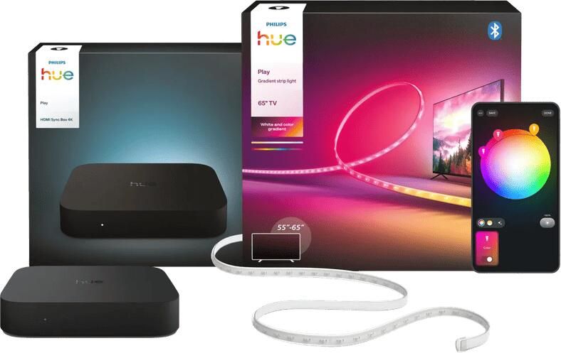 Philips Hue Play Gradient LED Strip 55 tot 65 inch TV + HDMI Sync Box 4K