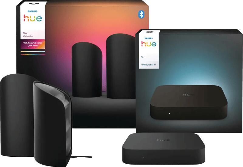 Philips Hue Play Wall Washer Zwart Duo Pack + HDMI Sync Box 4K