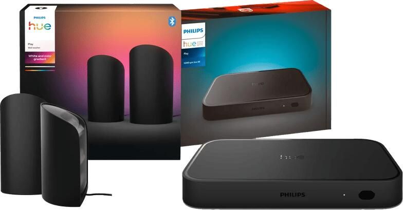 Philips Hue Play Wall Washer Zwart -Duo Pack + HDMI Sync Box 8K