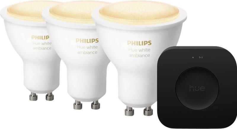 Philips Hue White Ambiance GU10 3-Pack + Bridge Pro Startpakket
