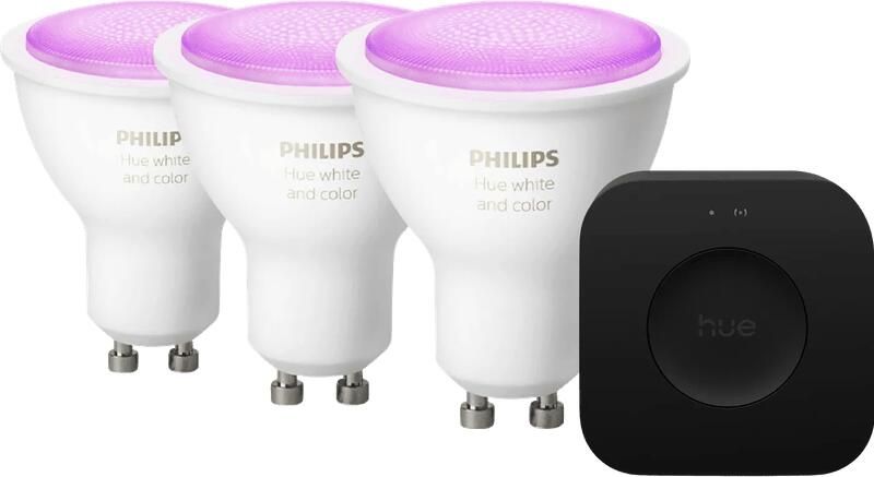 Philips Hue White and Color GU10 3-Pack + Bridge Pro Startpakket