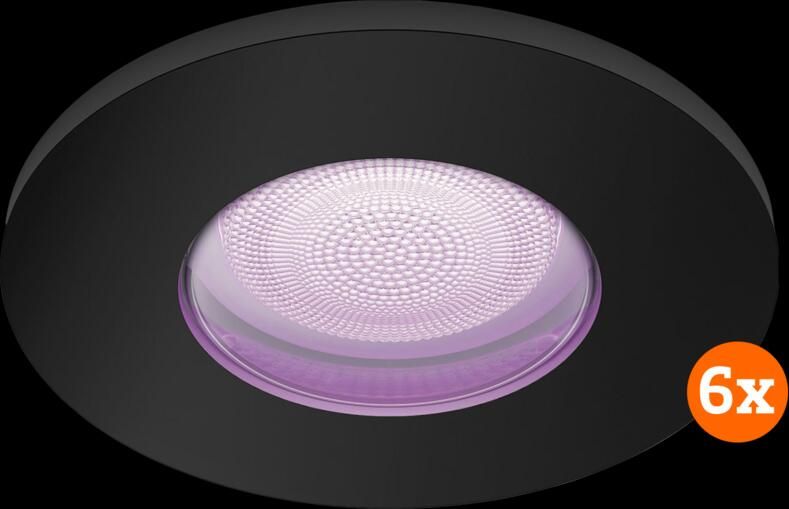 Philips Hue Xamento badkamer inbouwspot zwart White and Color 6-pack