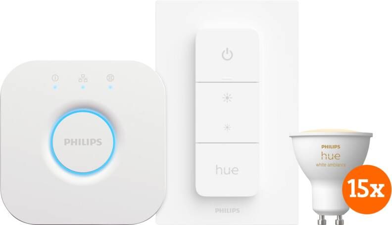 Philips Hue White Ambiance GU10 15-pack + dimmer
