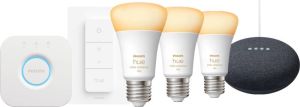 Philips Hue White Ambiance Starter Pack E27 3-pack + dimmer + Bridge + Google Nest Mini