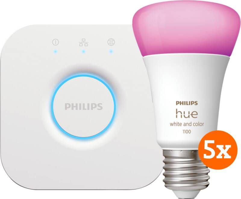 Philips Hue White and Color Starter Pack met 5 lampen + Bridge