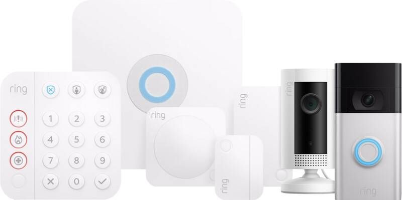 Ring Alarmsysteem met 2 sensoren + Indoor Cam Wit + Video Doorbell