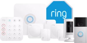 Ring Alarmsysteem met 4 sensoren + Stick Up Cam Wit + Video Doorbell + Sirene