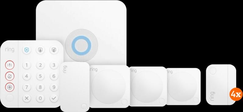 Ring Alarmsysteem met 4 magneetcontacten en 3 bewegingssensoren
