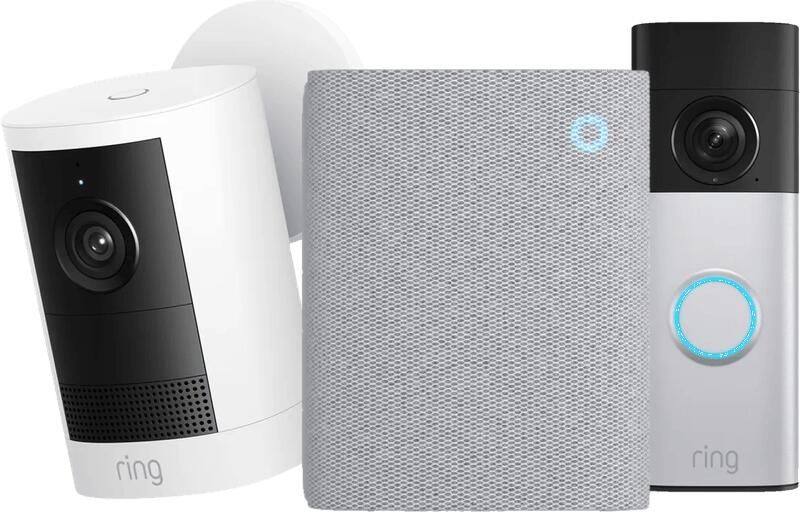 Ring Outdoor Camera Batterij 2e Generatie Wit + Battery Video Doorbell 2K Plus + Chime 3e Generatie