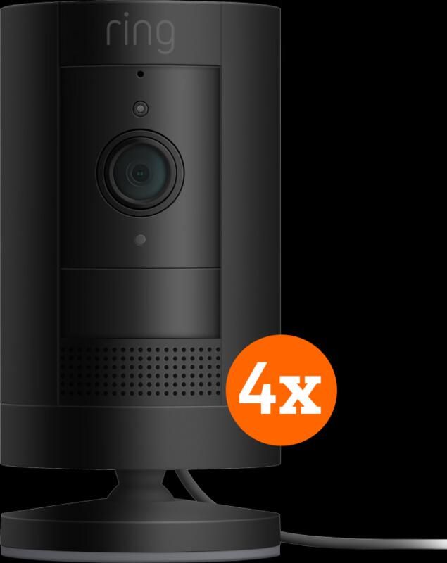 Ring Stick Up Cam Plug-In Zwart 4-pack