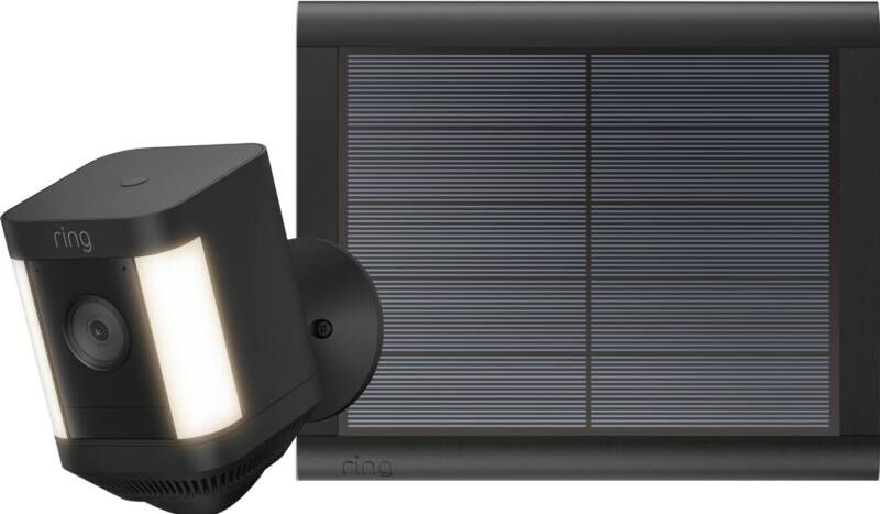 Ring Spotlight Cam Plus Battery Zwart + usb-C zonnepaneel
