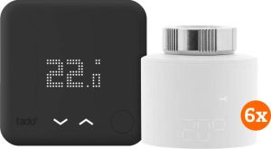 Tado Slimme Thermostaat V3+ Zwart Draadloos Startpakket + 6 radiatorknoppen