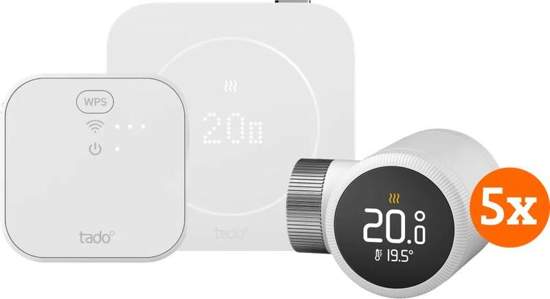 Tado Bedrade Slimme Thermostaat X Multi Room Startpakket 2e Generatie (5 Radiatorknoppen)