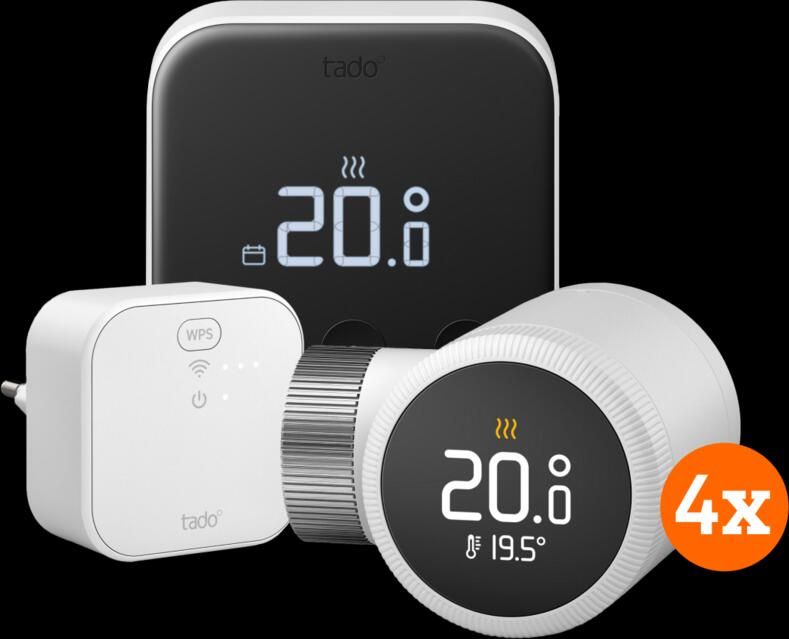 Tado Slimme Thermostaat X Startpakket + 4 radiatorknoppen