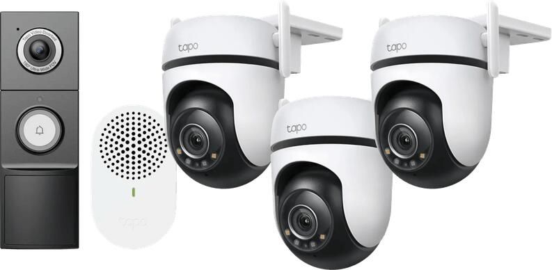 TP-Link Tapo C520WS 3-Pack + D235 Smart Battery & Wired Doorbell
