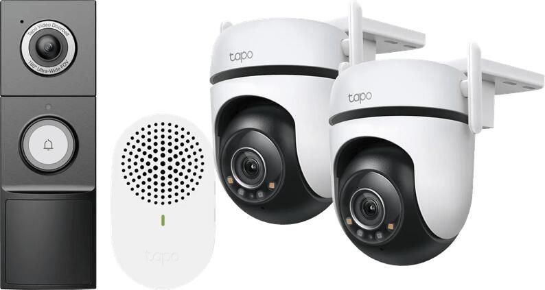 TP-Link Tapo C520WS Duo Pack + D235 Smart Battery & Wired Doorbell