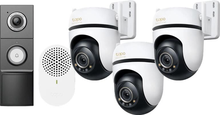 TP-Link Tapo C530WS 3-Pack + D235 Smart Battery & Wired Doorbell