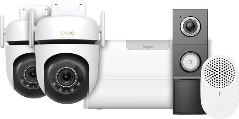 TP-Link Tapo C530WS Duo Pack + H500 CentralHub + D235 Smart Battery & Wired Doorbell