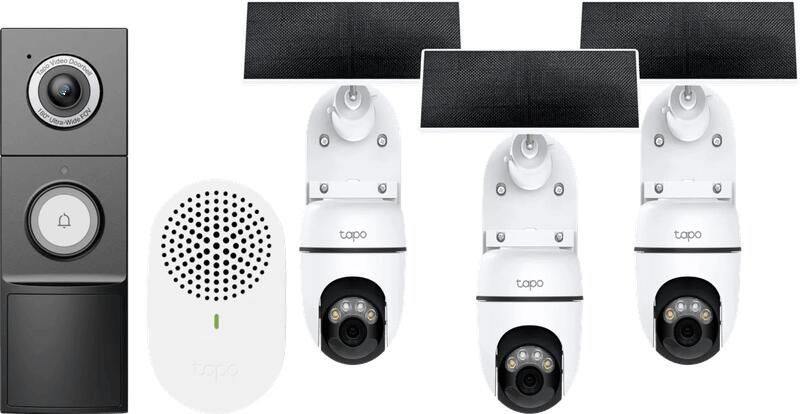 TP-Link Tapo C610 Solar Kit 3-Pack + D235 Smart Battery & Wired Doorbell