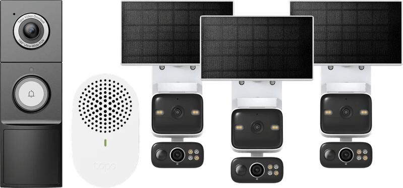 TP-Link Tapo C645D Solar Kit 3-Pack + D235 Smart Battery & Wired Doorbell