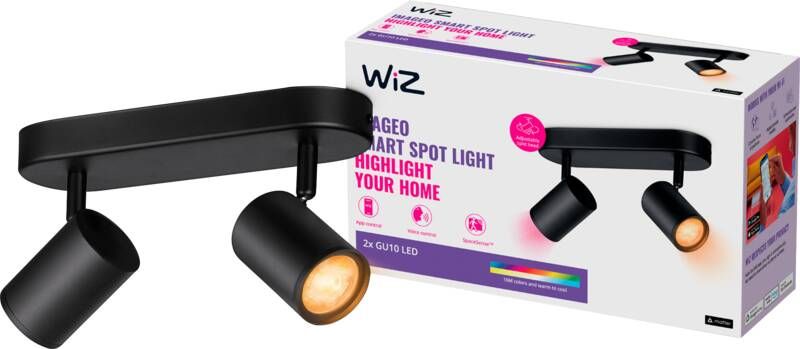 WiZ Connected WiZ 2 spot Imageo zwart Gekleurd en Wit licht GU10