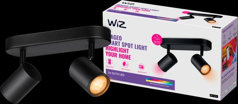 WiZ Connected WiZ 2 spot Imageo zwart Gekleurd en Wit licht GU10