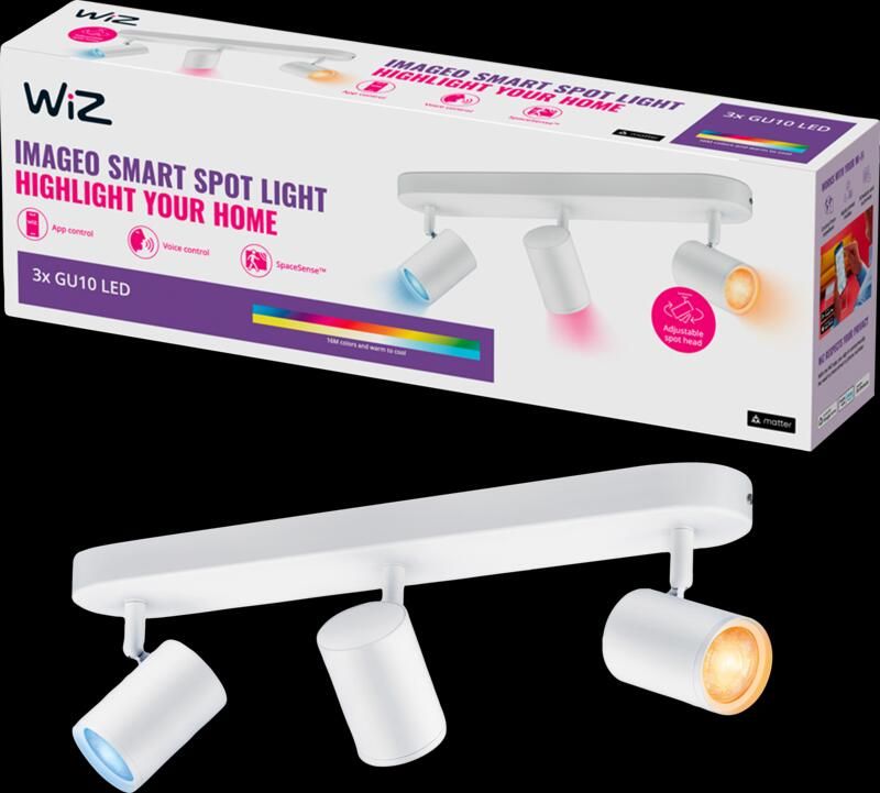 WiZ Connected WiZ 3 spots Imageo wit Gekleurd en Wit licht GU10