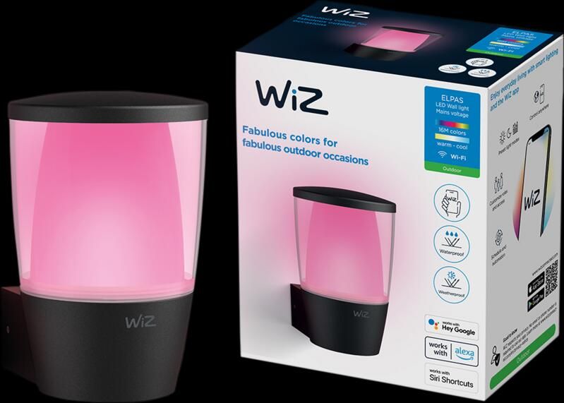 WiZ Connected WiZ Elpas Wandlamp buiten Gekleurd en Wit licht Zwart